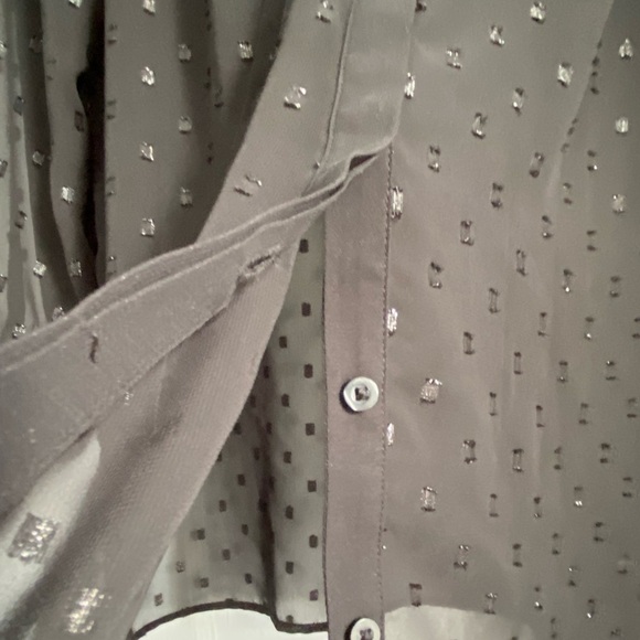 NWT ELLE Black Button Down Sheer Blouse, Size: Large - Picture 2 of 5